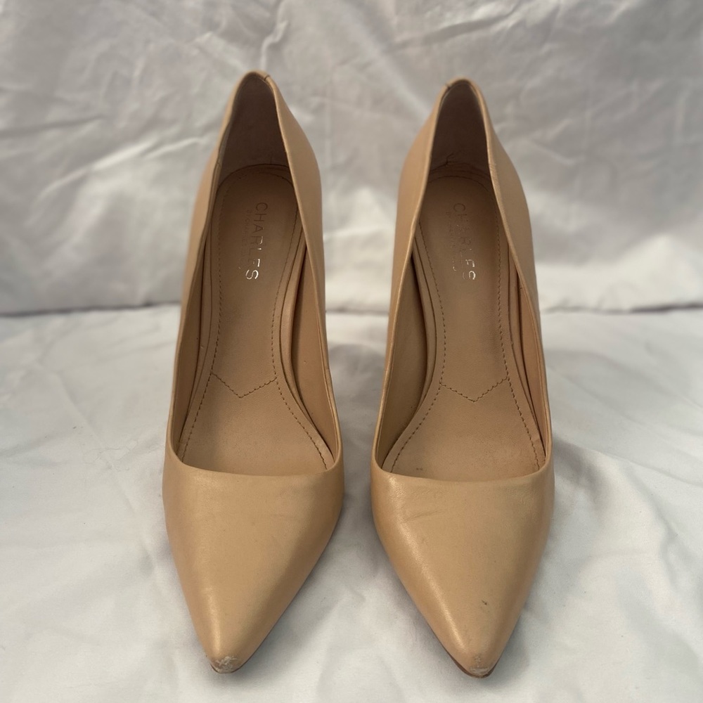 Charles by Charles David Nude leather pumps — lightly worn.